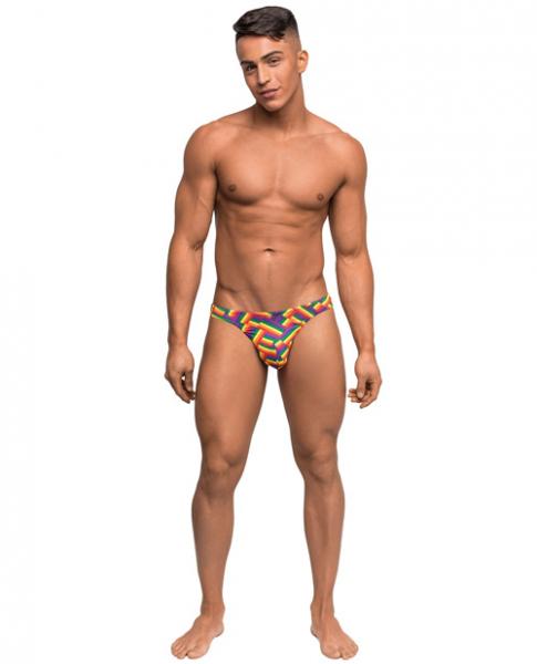 Pride Fest Contoured Pouch Bong Thong Rainbow S/M