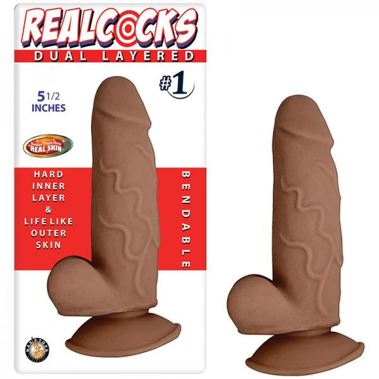 Real Cocks Dual Layered #1 Brown 5.5 inches Dildo