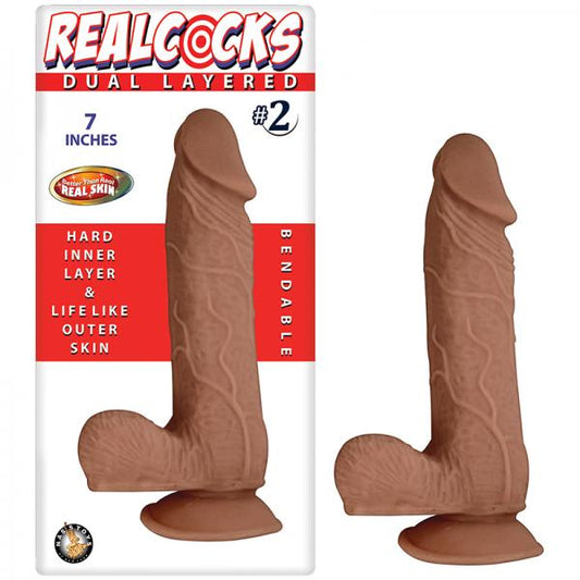 Real Cocks Dual Layered #2 Brown 7 inches Dildo